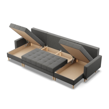 Narożnik U, skandynawski styl, NUBO, 294x140x92 cm, ciemny szary