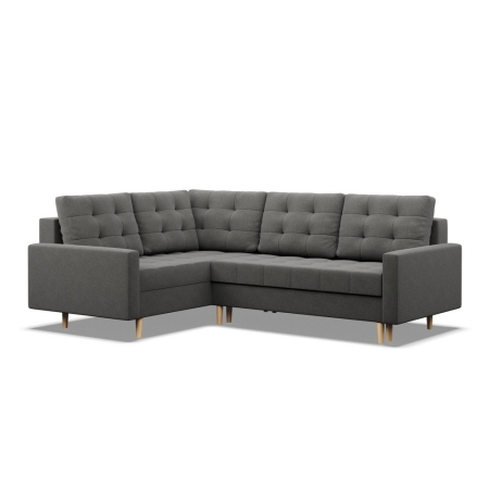 Narożnik na nóżkach, pikowany, lewy, NUBO, 233x172x92 cm, ciemny szary