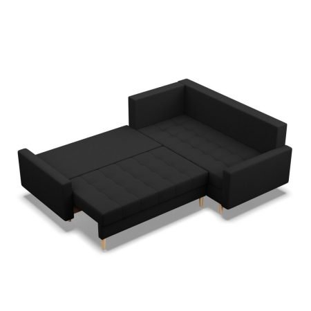 Narożnik na nóżkach, pikowany, prawy, NUBO, 233x172x92 cm, czarny