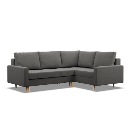 Narożnik na nóżkach, pikowany, prawy, NUBO, 233x172x92 cm, ciemny szary