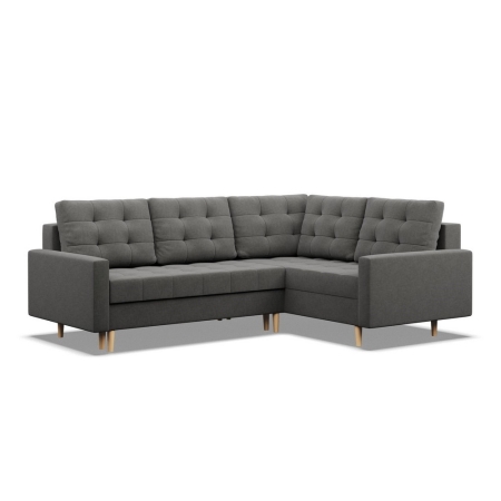 Narożnik na nóżkach, pikowany, prawy, NUBO, 233x172x92 cm, ciemny szary