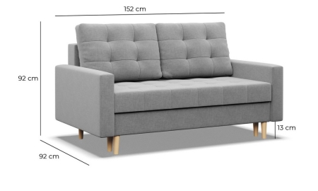 Sofa skandynawska, pikowana, NUBO, 152x92x92 cm, ciemny szary