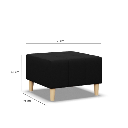 Pufa na nóżkach, pikowana, NUBO, 71x71x40 cm, czarny