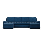 Narożnik U, z leżankami, BOSCO, sztruks, 302x159x89 cm, granatowy