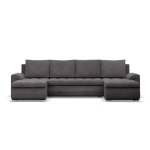 Narożnik U, z leżankami, BOSCO, sztruks, 302x159x89 cm, ciemny szary