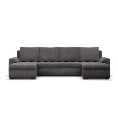 Narożnik U, z leżankami, BOSCO, sztruks, 302x159x89 cm, ciemny szary