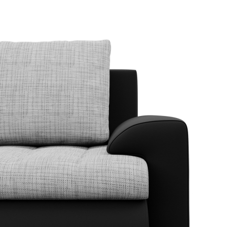 Narożnik U, z leżankami, BOSCO, ekoskóra, plecionka, 302x159x89 cm, czarny, jasny szary