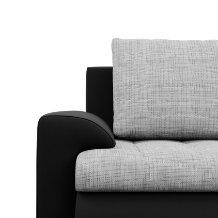 Narożnik U, z leżankami, BOSCO, ekoskóra, plecionka, 302x159x89 cm, czarny, jasny szary