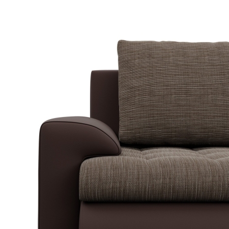 Narożnik U, z leżankami, BOSCO, ekoskóra, plecionka, 302x159x89 cm, brąz