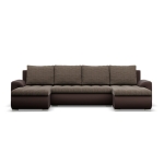 Narożnik U, z leżankami, BOSCO, ekoskóra, plecionka, 302x159x89 cm, brąz