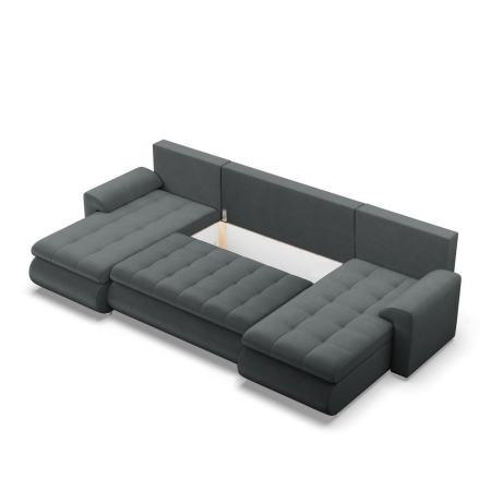 Narożnik U, z leżankami, BOSCO, velvet, 302x159x89 cm, ciemny szary