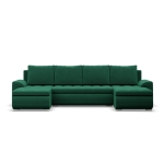 Narożnik U, z leżankami, BOSCO, velvet, 302x159x89 cm, butelkowa zieleń