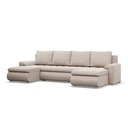 Narożnik U, z leżankami, BOSCO, velvet, 302x159x89 cm, beżowy