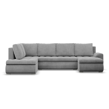 Duży narożnik U, lewostronny, BOSCO, sztruks, 300x200x89 cm, jasny szary