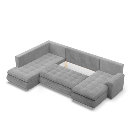 Duży narożnik U, lewostronny, BOSCO, sztruks, 300x200x89 cm, jasny szary