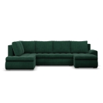 Duży narożnik U, lewostronny, BOSCO, sztruks, 300x200x89 cm, butelkowa zieleń