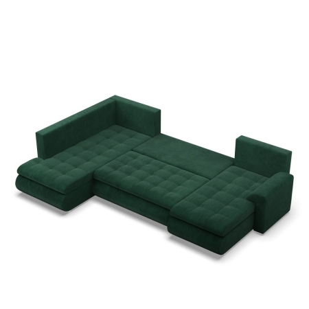 Duży narożnik U, lewostronny, BOSCO, sztruks, 300x200x89 cm, butelkowa zieleń