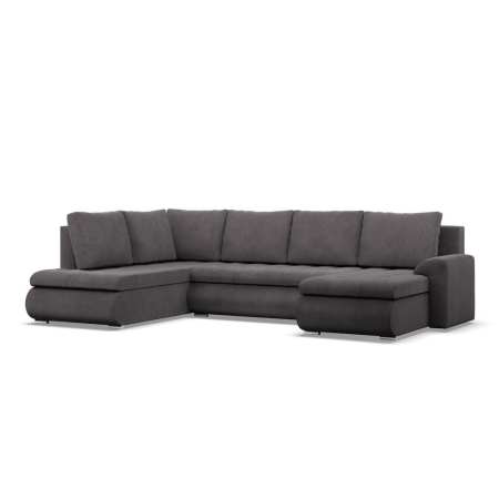 Duży narożnik U, lewostronny, BOSCO, sztruks, 300x200x89 cm, ciemny szary