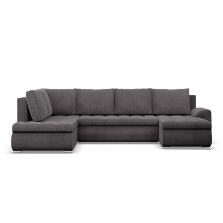 Duży narożnik U, lewostronny, BOSCO, sztruks, 300x200x89 cm, ciemny szary