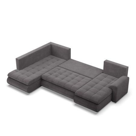 Duży narożnik U, lewostronny, BOSCO, sztruks, 300x200x89 cm, ciemny szary