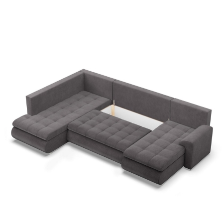 Duży narożnik U, lewostronny, BOSCO, sztruks, 300x200x89 cm, ciemny szary