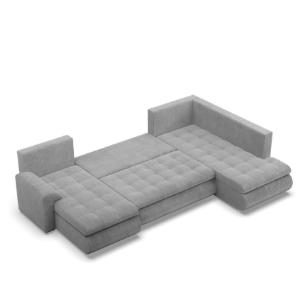 Duży narożnik U, prawostronny, BOSCO, sztruks, 300x200x89 cm, jasny szary