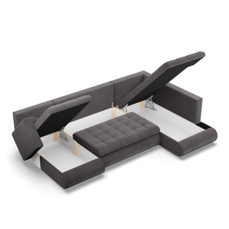 Duży narożnik U, prawostronny, BOSCO, sztruks, 300x200x89 cm, ciemny szary