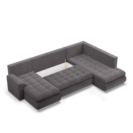 Duży narożnik U, prawostronny, BOSCO, sztruks, 300x200x89 cm, ciemny szary