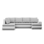 Duży narożnik U, lewostronny, BOSCO, ekoskóra, plecionka, 300x200x89 cm, biały, jasny szary