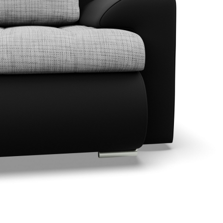 Duży narożnik U, lewostronny, BOSCO, ekoskóra, plecionka, 300x200x89 cm, czarny, jasny szary