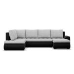 Duży narożnik U, lewostronny, BOSCO, ekoskóra, plecionka, 300x200x89 cm, czarny, jasny szary