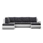 Duży narożnik U, lewostronny, BOSCO, ekoskóra, plecionka, 300x200x89 cm, biały, ciemny szary