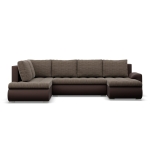 Duży narożnik U, lewostronny, BOSCO, ekoskóra, plecionka, 300x200x89 cm, brąz