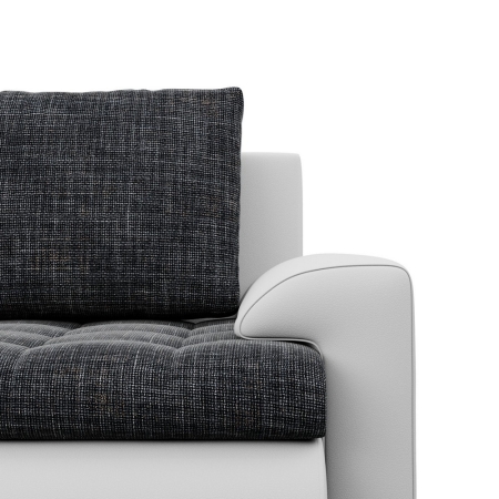 Duży narożnik U, prawostronny, BOSCO, ekoskóra, plecionka, 300x200x89 cm, biały, ciemny szary