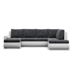 Duży narożnik U, prawostronny, BOSCO, ekoskóra, plecionka, 300x200x89 cm, biały, ciemny szary