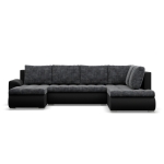 Duży narożnik U, prawostronny, BOSCO, ekoskóra, plecionka, 300x200x89 cm, czarny, ciemny szary