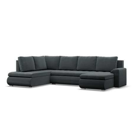 Duży narożnik U, lewostronny, BOSCO, velvet, 300x200x89 cm, ciemny szary
