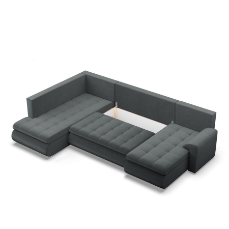 Duży narożnik U, lewostronny, BOSCO, velvet, 300x200x89 cm, ciemny szary