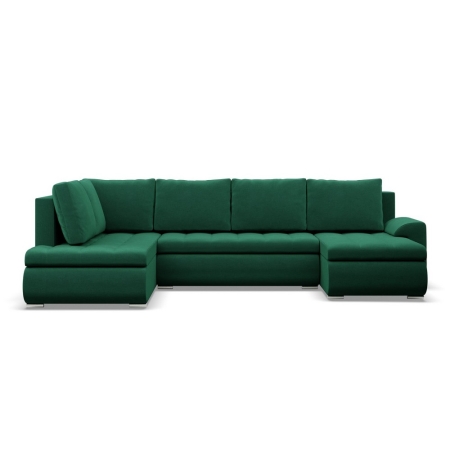 Duży narożnik U, lewostronny, BOSCO, velvet, 300x200x89 cm, butelkowa zieleń