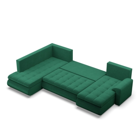 Duży narożnik U, lewostronny, BOSCO, velvet, 300x200x89 cm, butelkowa zieleń