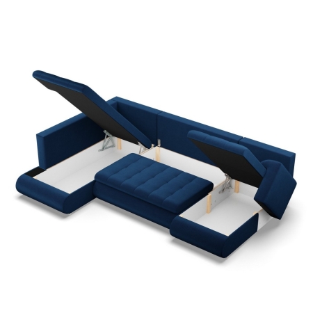 Duży narożnik U, lewostronny, BOSCO, velvet, 300x200x89 cm, granatowy