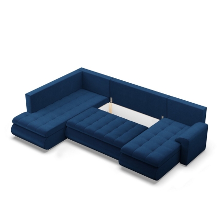 Duży narożnik U, lewostronny, BOSCO, velvet, 300x200x89 cm, granatowy