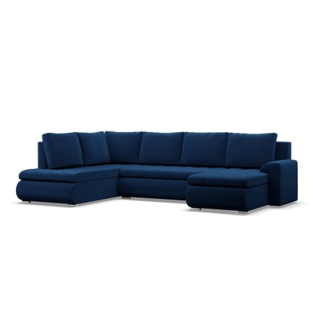 Duży narożnik U, lewostronny, BOSCO, velvet, 300x200x89 cm, granatowy