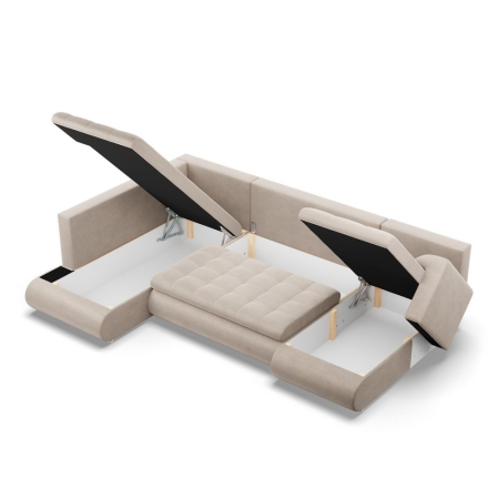 Duży narożnik U, lewostronny, BOSCO, velvet, 300x200x89 cm, beżowy