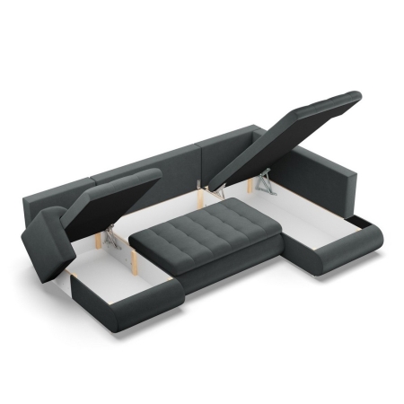 Duży narożnik U, prawostronny, BOSCO, velvet, 300x200x89 cm, ciemny szary