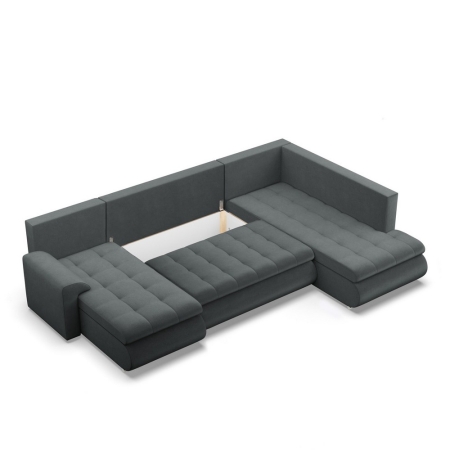 Duży narożnik U, prawostronny, BOSCO, velvet, 300x200x89 cm, ciemny szary