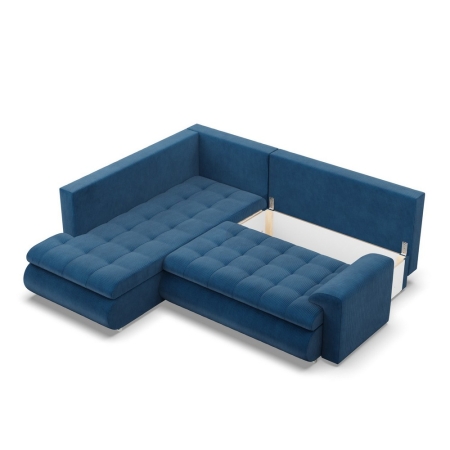 Narożnik z otomaną, lewy, BOSCO, sztruks, 230x200x89 cm, granatowy