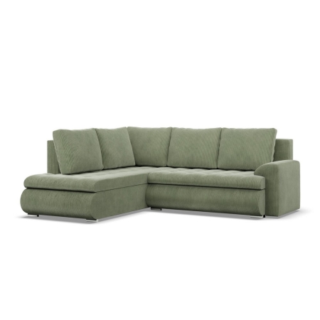 Narożnik z otomaną, lewy, BOSCO, sztruks, 230x200x89 cm, oliwkowy