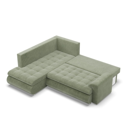 Narożnik z otomaną, lewy, BOSCO, sztruks, 230x200x89 cm, oliwkowy