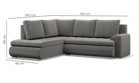 Narożnik z otomaną, lewy, BOSCO, sztruks, 230x200x89 cm, butelkowa zieleń